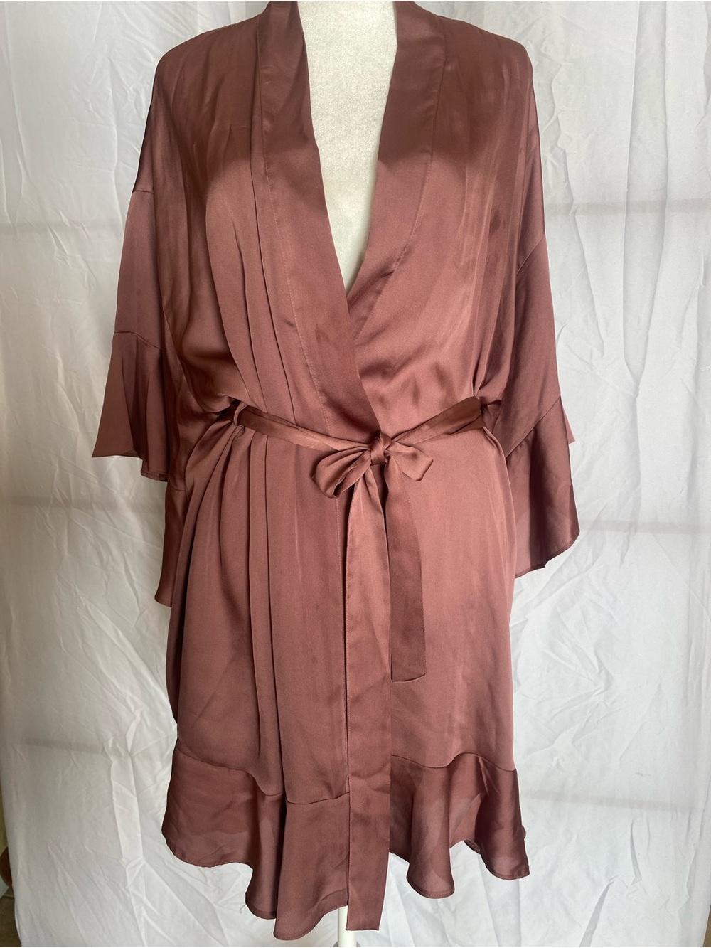 Victoria's Secret Satin Tie-Waist Robe in Mauve Brown